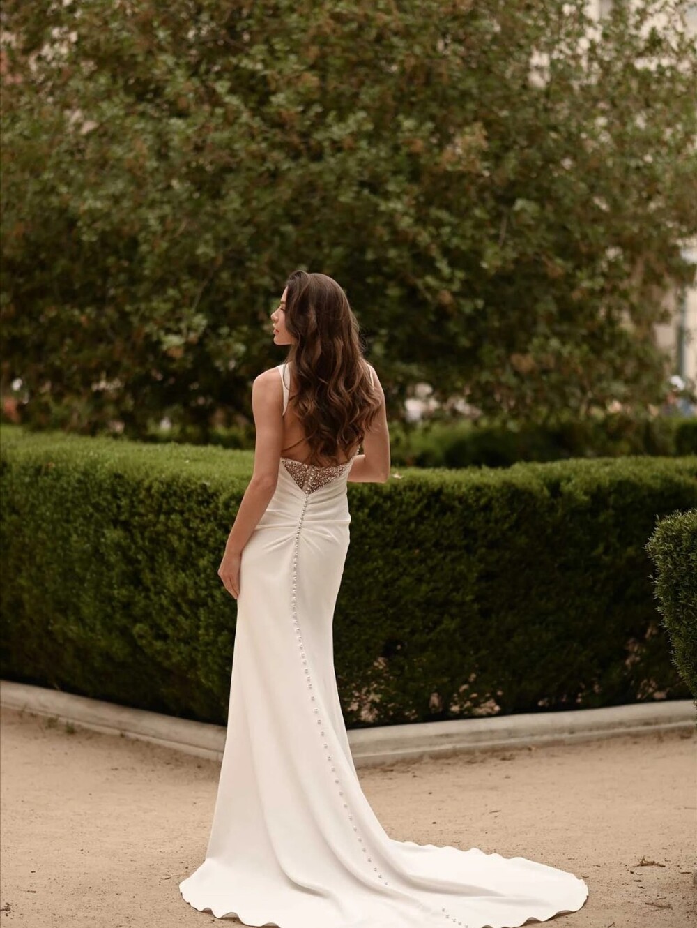 Essense Of Australia Crepe Satin Column Sheath Wedding Dress
